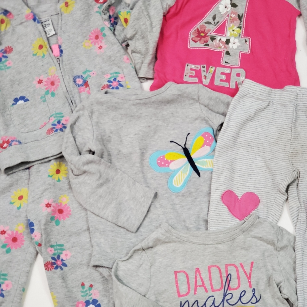 6 Carter's Mix & Match Outfits Size 12M Tops Pants